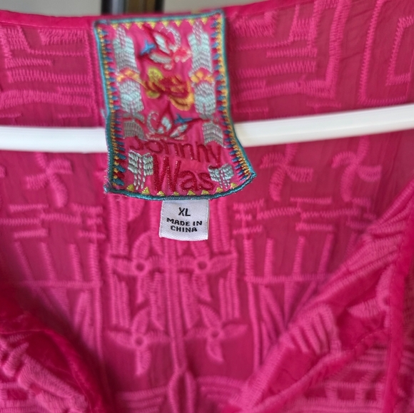 Johnny Was Fuchsia Embroidered Tunic.  32" Lenght, 24 Inches Chest. - Picture 5 of 10